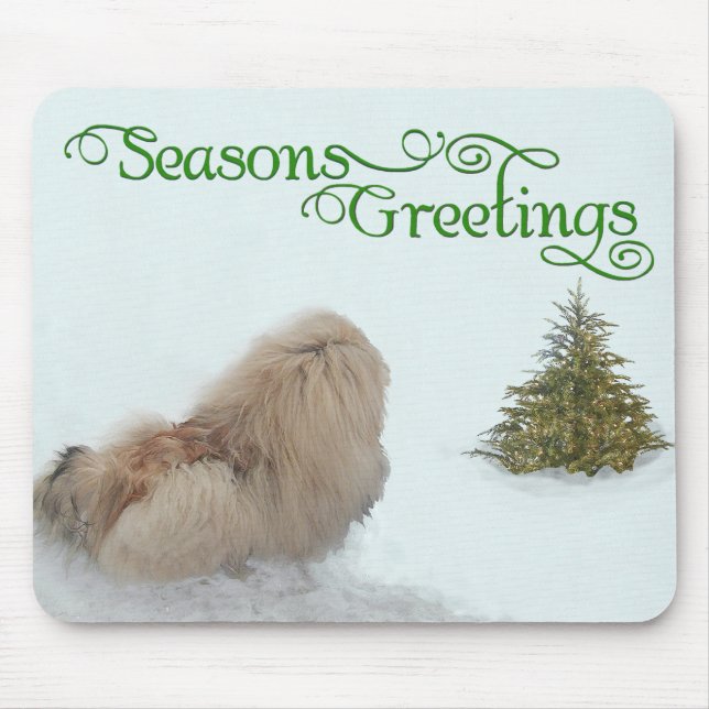 Pekingese Puppy First Christmas Mouse Pad (Front)