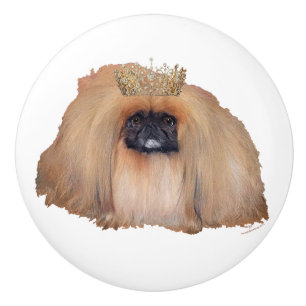 Pekingese Queen Ceramic Knob