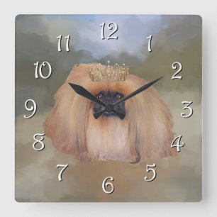 Pekingese Royal Square Wall Clock