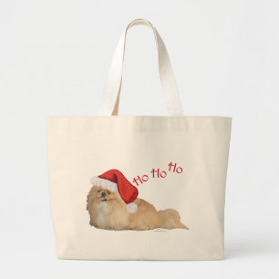 Pekingese Santa Claus Large Tote Bag