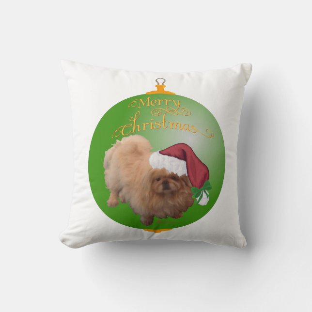 Pekingese Santa Ornament Cushion (Front)