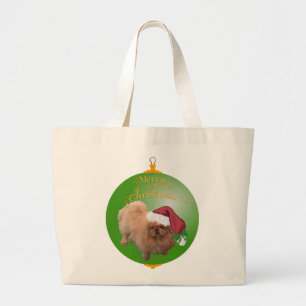 Pekingese Santa Ornament Large Tote Bag