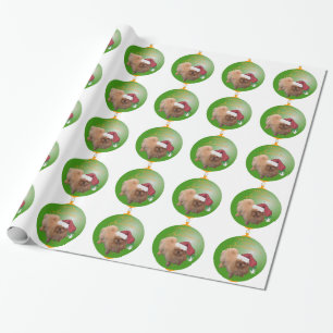 Pekingese Santa Ornament Wrapping Paper