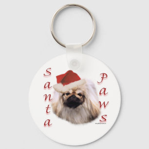 Pekingese Santa Paws Key Ring