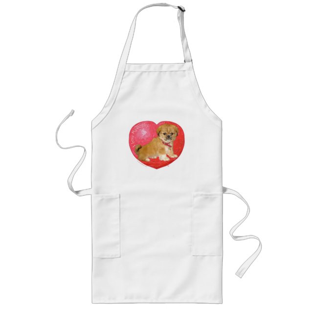 Pekingese / Shih Tzu Mix Valentine's Day Long Apron (Front)
