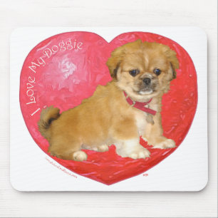 Pekingese / Shih Tzu Mix Valentine's Day Mouse Pad