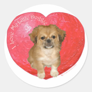 Pekingese / Shih Tzu Valentine's Day Classic Round Sticker