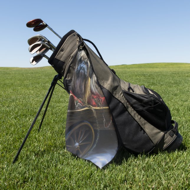 Pekingese Snowy Sleigh Christmas Decor  Golf Towel (Green)