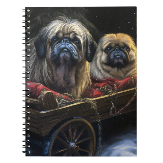 Pekingese Snowy Sleigh Christmas Decor  Notebook (Front)
