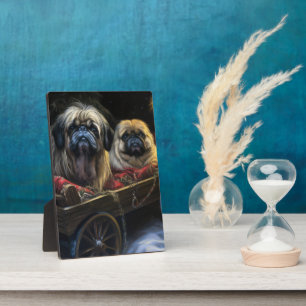 Pekingese Snowy Sleigh Christmas Decor Plaque