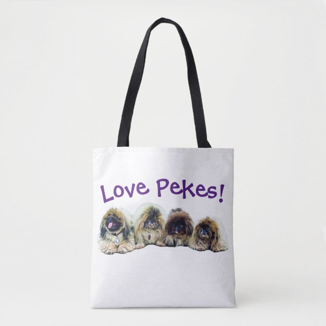 Pekingese Tote including the Peke-Ends! Bag (Front)
