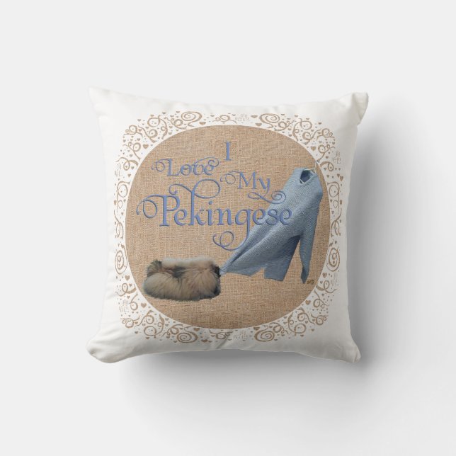 Pekingese Tug-O-War Cushion (Front)
