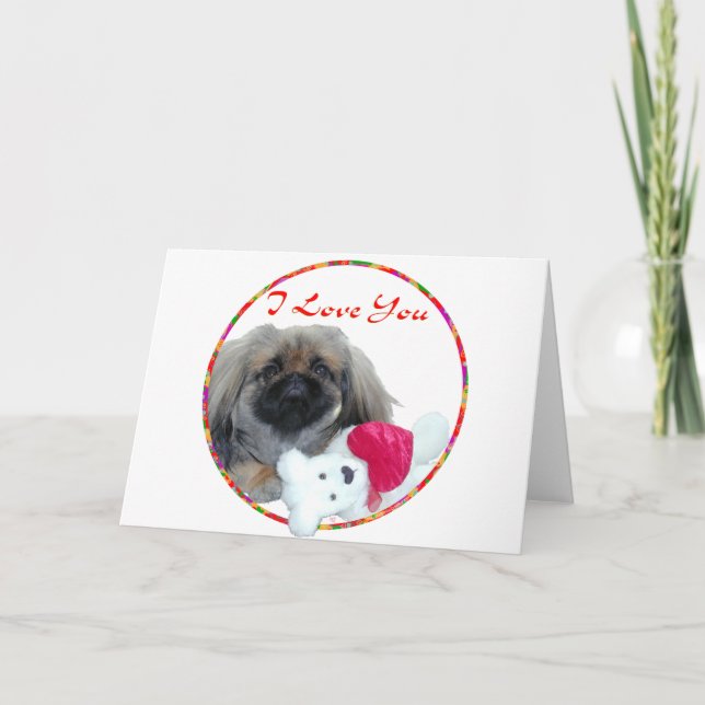 Pekingese Valentine Holiday Card (Front)