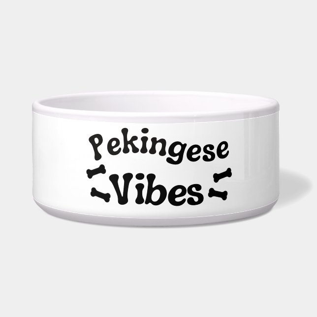 Pekingese Vibes Ceramic Dog Bowl (Left)