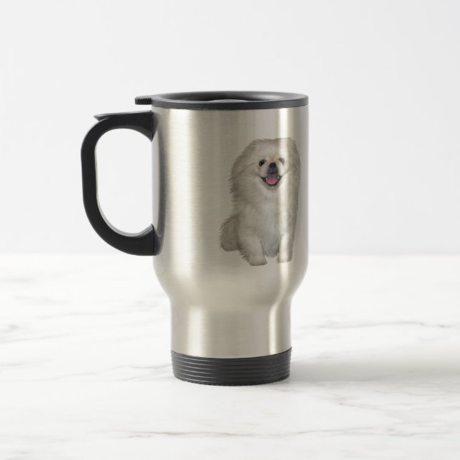Pekingese (White #2) Travel Mug (Left)