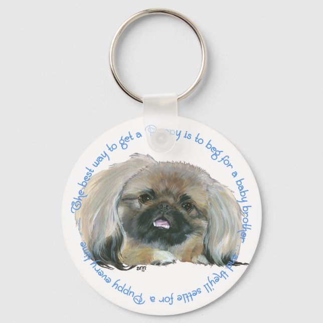 Pekingese Wisdom - How to get a Puppy Key Ring (Front)