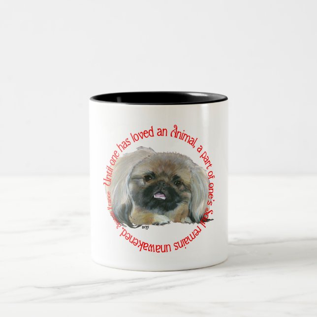 Pekingese Wisdom - Until one has loved Two-Tone Coffee Mug (Center)
