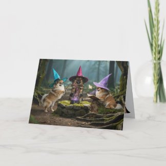 Pekingese Witch Halloween Card