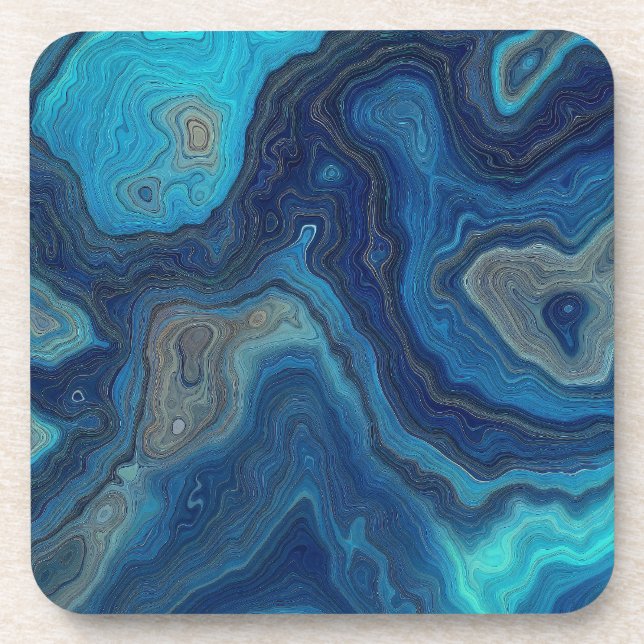“Pelagic Contours” – An Abstract Seascape Coaster (Front)