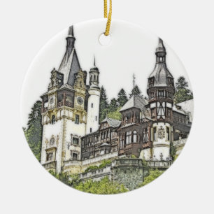 Peles Castle Romania Christmas Holiday Ceramic Ornament
