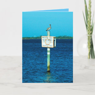 Pelican and Manatee Sign Greeting Card