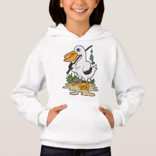 Pelican as Fisher with Fishing rod & Fish