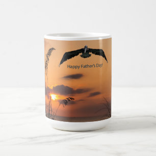 Pelican at sunrise over the ocean Fathers Day Magic Mug