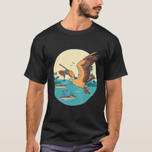 Pelican Bird Island Boat Fish Catch Tropical Bird T-Shirt