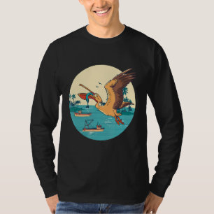 Pelican Bird Island Boat Fish Catch Tropical Bird T-Shirt