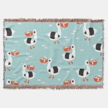 Pelican birds and fish ocean boys pattern