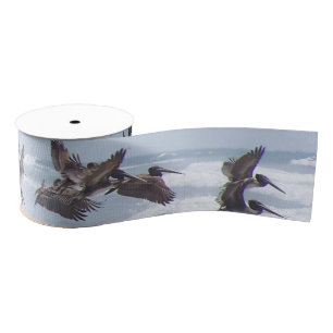 Pelican Birds Beach Wildlife Grosgrain Ribbon