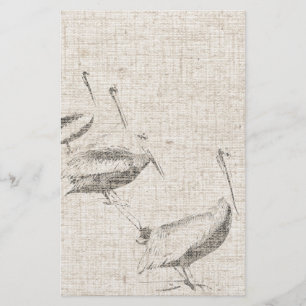 Pelican Birds Linen Stationery