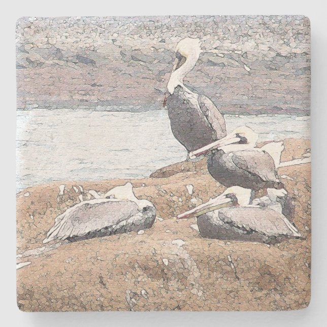 Pelican Birds Wildlife Animals Stone Coaster (Front)