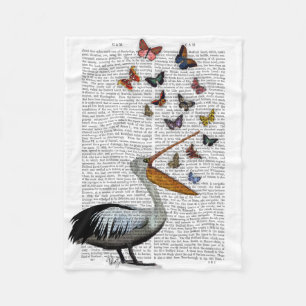 Pelican & Butterflies Fleece Blanket