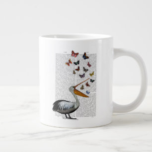 Pelican & Butterflies Large Coffee Mug