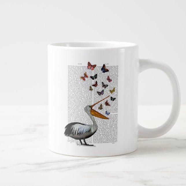 Pelican & Butterflies Large Coffee Mug (Right)