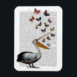 Pelican & Butterflies Magnet<br><div class="desc">Pelican & Butterflies by Fab Funky.  Features butterflies flying out of a pelican's mouth. | 190004D</div>