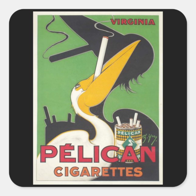 Pelican Cigs - Vintage Cigarettes Square Sticker (Front)