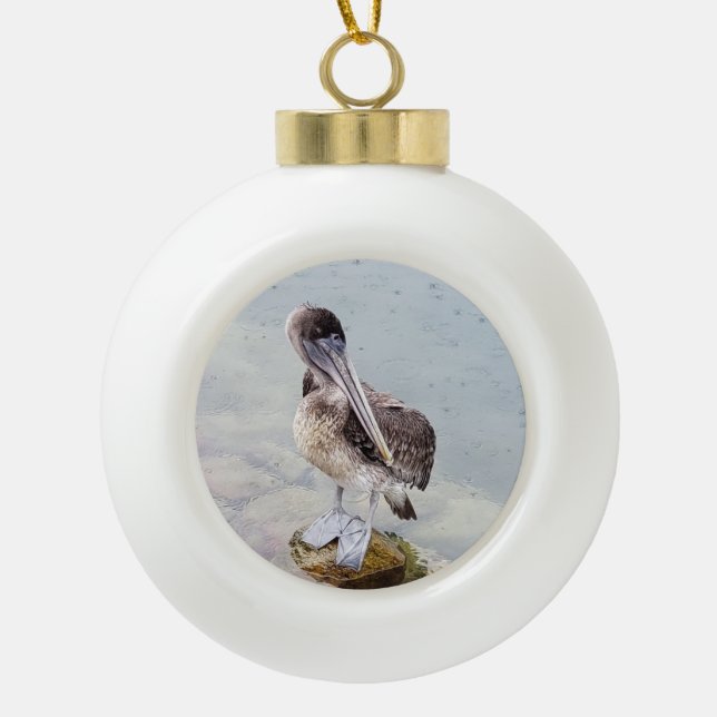 Pelican Coastal Christmas Ornament – Beach Bird (Front)
