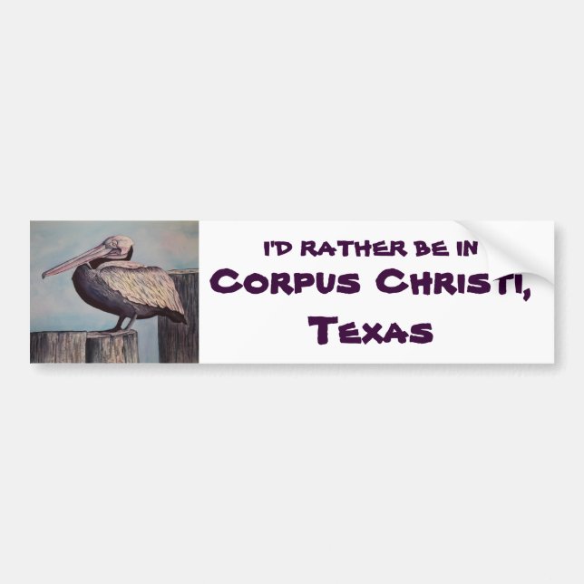 Pelican Corpus Christi, Texas Bumper Sticker (Front)