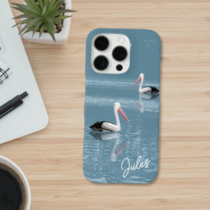 Pelican Couple Paddling Calm Blue Water add Name iPhone 16 Pro Case