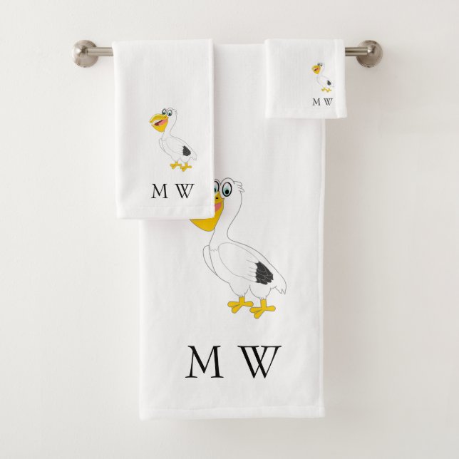 Pelican Design Monogrammed Bath Towel Set (Insitu)