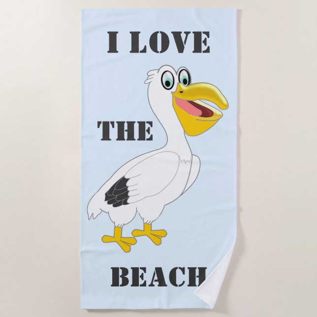 Pelican Design Personalised Beach Towel (Front)