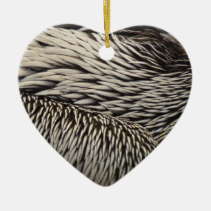 Pelican Feathers Grey Nature Photo Ceramic Ornament