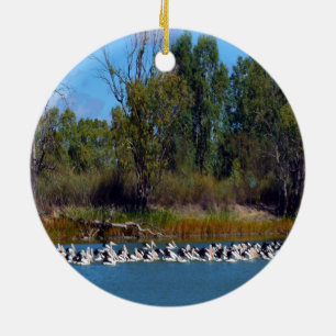 Pelican Fishing Frenzy, Ceramic Ornament