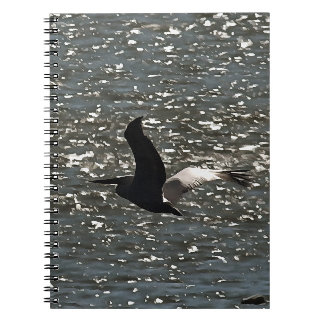 Pelican Flying Over Shimmering Lake Bafa Notebook (Front)