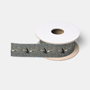 Pelican Flying Over Shimmering Lake Bafa Satin Ribbon