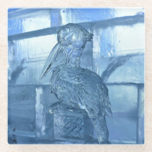 Pelican Ice Sculpture, Quebec, Canada Glass Coaster
