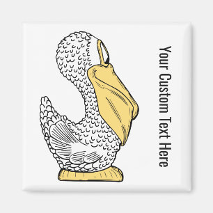 Pelican illustration custom text magnet