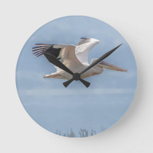 Pelican in Flight Round Clock